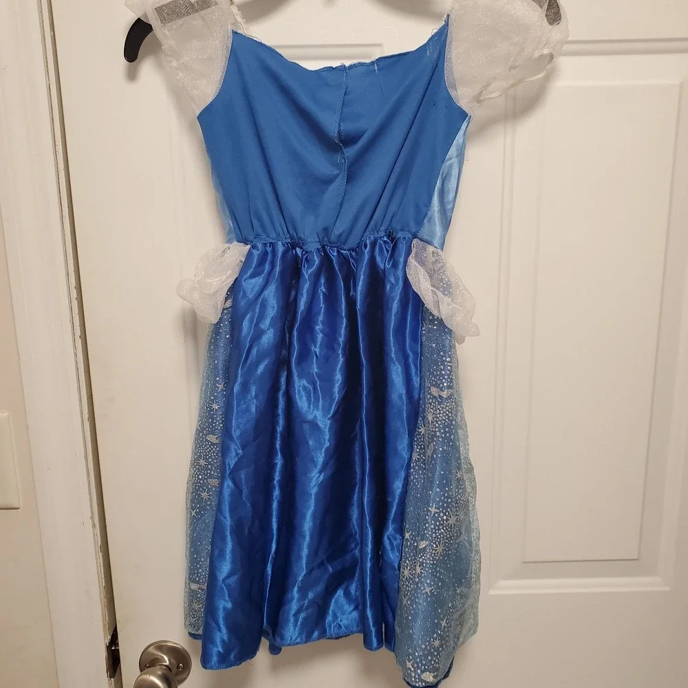 Disney Cinderella Girl Costume Dress Blue Silver Sparkly Princess 4 6X Halloween